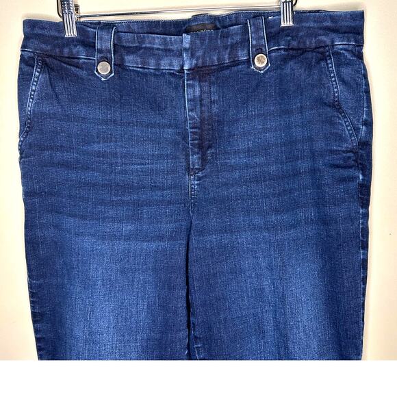 Talbots High Waist Wide Leg Trouser Jeans Dark Denim Pants Womens 16 W Wide - Picture 4 of 12